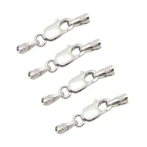 925 sterling silver square Lobster clasps with Lock Ends Stopper Clip For 1.5mm Jewelry Cord Handmade Jewelry Making Accessories