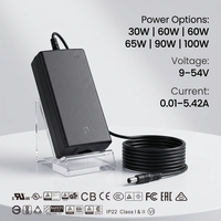 Adaptateur secteur AC/DC de bureau CB UL TUV CE BIS 48/64/65W 9V 12V 19V 21V 24V 36V 48V 54V 0,5 Ampère 1A avec prise C6/8/14/18