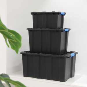 Nhựa màu đen hình chữ nhật container 100L không thấm nước lưu trữ <span class=keywords><strong>Box</strong></span> với nắp - Product Image 2