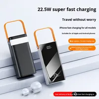 Batterie externe ultra-grande capacité 60000mAh, charge super rapide 22.5W, technologie GaN, mini lampe torche USB LED, cordon en plastique, utilisation en extérieur