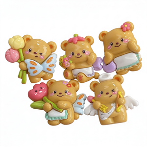 ตุ๊กตาหมีเรซิ่นแบบแบนสำหรับตกแต่งงานฝีมือ DIY ของตกแต่งเคสมือถือ ของประดับน่ารัก - Product Image 1