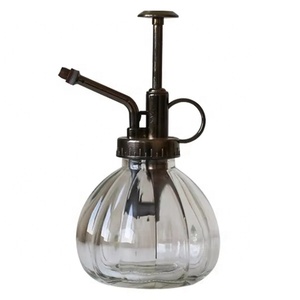 Mister de agua para plantas de vidrio acanalado de estilo <span class=keywords><strong>vintage</strong></span> de 200ml con bomba superior ABS de Color negro plateado dorado (capacidad total 230ml) - Product Image 1