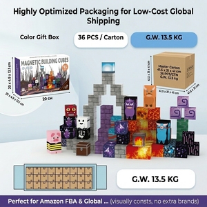 91 pièces de blocs magnétiques Monster, cubes magnétiques 3D, ensemble de briques de construction STEM avec coffre au trésor pour garçons et filles - Product Image 3