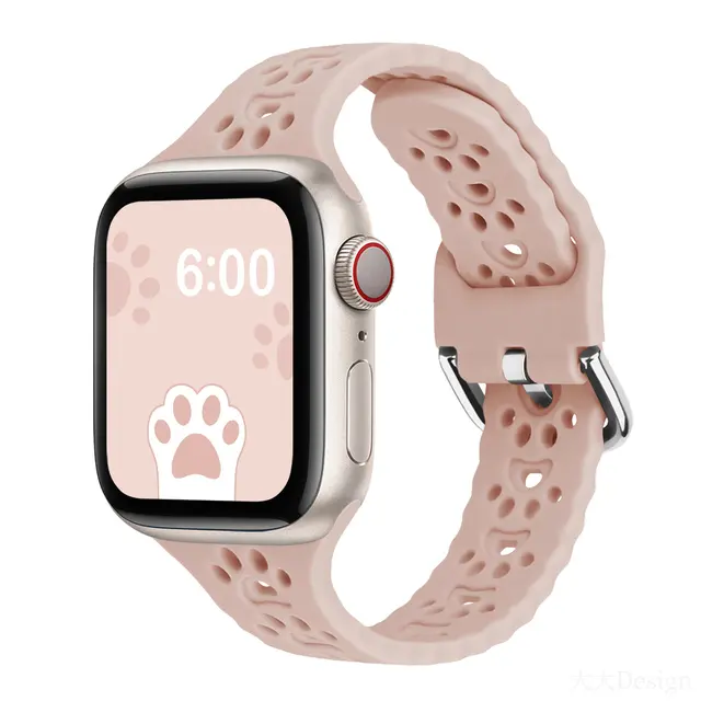 Cute Cat Paw Hollow Design Silicone Watch Band silicone Watch Strap For iWatch Series 7 6 5 4 SE 40MM