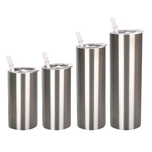 Custom 20OZ 30oz Stainless Steel Skinny Silver Tumbler Vacuum Insulated Cups in Bulk for Sublimation DIY - Product Image 1