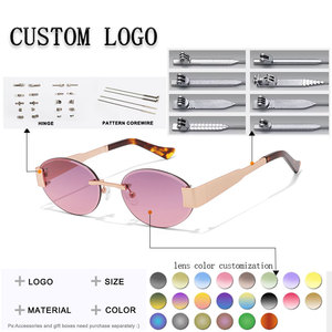 Oval Half Rim Sunglasses Gold Frame Tortoise Temple UV400 Protection Unisex Adult Fashion <b>Eyewear</b> Rimless Sunglasses - Product Image 2