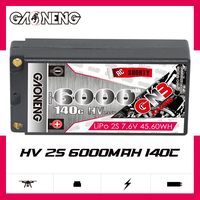Baterai LiPo RC GNB GAONENG 6000MAH 2S HV 7.6V 140C Short Shorty Pack 5.0mm Bullet Hard Case untuk Mobil Balap RC Skala 1:10 1:12 LiHV