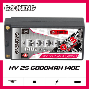 Batterie LiPo RC GNB GAONENG 6000MAH 2S HV 7.6V 140C Short Shorty Pack 5.0mm Bullet Hard Case 1:10 1:12 Scale RC Race Car LiHV - Product Image 1