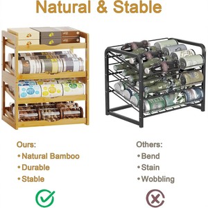 Estante de bambú para almacenamiento de alimentos, organizador apilable de 4 niveles para encimera de cocina, para productos enlatados y refrigerios para mascotas - Product Image 4