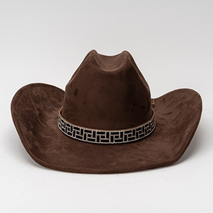 Chapeau de <span class=keywords><strong>cowboy</strong></span> en daim de luxe avec bande décorée de strass, large bord, pour hommes et femmes, style western, <span class=keywords><strong>tenue</strong></span> de concert, toutes saisons - Product Image 5