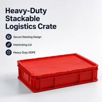 Boîtes de déménagement en plastique empilables et recyclables, robustes, avec couvercle à charnières, étanches, conteneurs logistiques