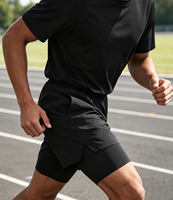 Shorts de sport personnalisés pour hommes, haute qualité, en promotion, leggings actifs multicouches, shorts de course à double couche, pantalons courts à taille élastique