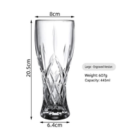 Verre à bière vintage de luxe à coupe diamantée, haut et transparent, en cristal à relief, pour bière artisanale, pour bar et restaurant
