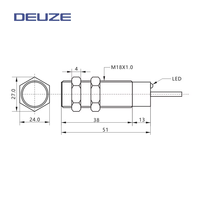 Capteur de Proximité Inductif Universel Cylindrique Économique ICA18MB05F2-2, 5mm NO/NC, 2 Fils, CA, IP67, Cuivre-Nickel