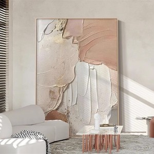 Peinture à l'huile peinte à la main, texture crémeuse abstraite 3D, art pour salon, décoration murale de canapé, cadre en métal, minimaliste moderne - Product Image 1