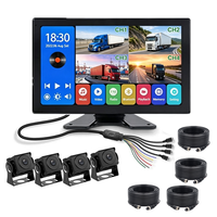 Moniteur tactile quad-split 10,1 pouces avec caméras 1080P, musique Bluetooth, lecture vidéo USB, enregistrement DVR HD pour camping-car, camion, remorque, fourgonnette