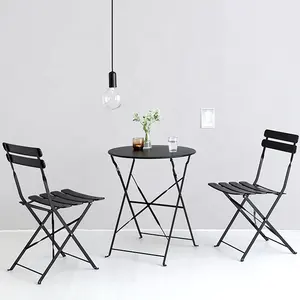 Ensemble Table et chaises de jardin en métal coloré, meubles de Patio, de bistrot, lot de 3 pièces