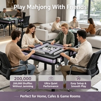 Table de mahjong automatique à pieds fixes pour 4 joueurs, double usage, structure stable, facile à nettoyer