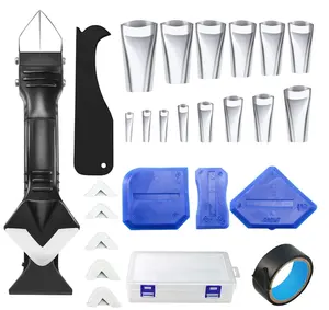 3 in 1 Silicone Caulking Tool 14Pcs Caulking Nozzle Applicator Finisher Tool Kit Sealant Finishing Tool Caulk Scraper