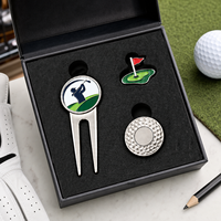Outil de réparation de divots de golf personnalisé avec design gratuit, marqueur de balle de golf magnétique en métal émaillé, clip pour chapeau de golf avec boîte cadeau, accessoires de golf