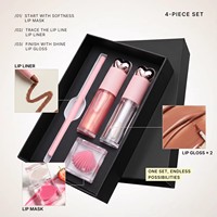 Ensemble de maquillage pour les lèvres 4-en-1 : gloss minéral végétalien, crayon à lèvres, masque pour les lèvres, rouge à lèvres liquide, hydratant, waterproof, pailleté