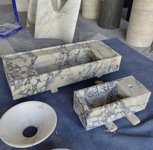 Lavabo mural <span class=keywords><strong>en</strong></span> marbre Calacatta Viola de luxe turc, <span class=keywords><strong>grande</strong></span> <span class=keywords><strong>vasque</strong></span> <span class=keywords><strong>en</strong></span> <span class=keywords><strong>pierre</strong></span> naturelle pour salle de bain - Product Image 2
