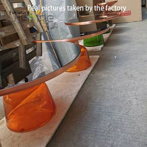 Tavolino/tavolino da caffè con Design <span class=keywords><strong>Plexiglass</strong></span> blu oro e brillante - Product Image 5