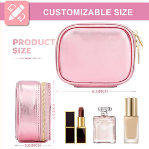 תיק איפור עם מראה נייד תיק עם אור מתכוונן קוסמטי קטן עבור נשים נסיעות או שימוש יומיומי - Product Image 2