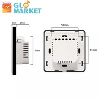Glomarket untuk Tombol Sentuh Kaca Pintar WiFi Zigbee ABS 20A 250V Kontrol Suara Alexa Standar EU Saklar Boiler & Pemanas Air
