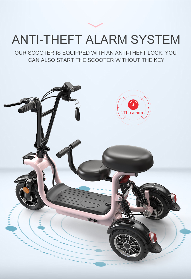 YIDI 400W48Vミニ電動三輪車折りたたみ式電動スクーターバイク3