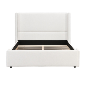 Wholesale Modern Convertible Adjustable Upholstered White Fabric Soft <b>Bed</b> with Tall Headboard <b>Queen</b> <b>Size</b> - Product Image 1