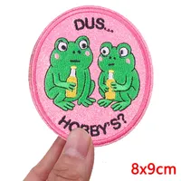 Patchs thermocollants brodés écologiques faits main Série Rose Pays-Bas Oeteldonk, motif grenouille, pour vêtements, célébrations et DIY