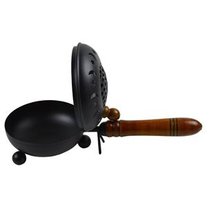 Brûleur d'encens noir au charbon de bois avec poignée en bois de qualité Standard en laiton métal complet nouveaux produits d'intérieur - Product Image 2