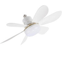 E26/E27 petits ventilateurs de plafond de 20.5 "avec lumières, 3 couleurs à intensité variable et 3 vitesses, ventilateur ampoule à visser dans le ventilateur de plafond blanc