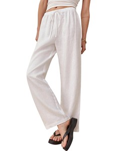 <span class=keywords><strong>Lin</strong></span> décontracté femmes pantalons personnalisés Offre Spéciale mode taille haute cravate taille élastique femmes droite <span class=keywords><strong>Jogging</strong></span> pantalon - Product Image 2