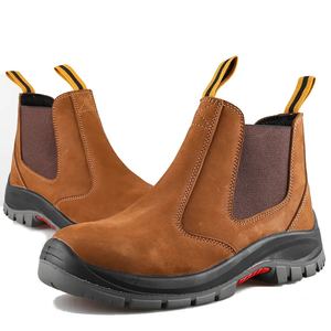 Nubuck Leather PU &amp; Rubber Outsole No <strong>Lace</strong> Work Boots Waterproof slip Resistant Men Steel Toe Safety <strong>Shoes</strong> Worker - Product Image 2