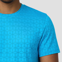 T-shirt athlétique pour homme Haut de course à manches courtes en nylon léger avec impression 3D Cube Texture