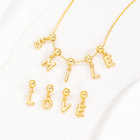 Collier 26 Lettres, Collier Initial, Mini Lettres Bulle, Plaqué Or 18K, Tendance 2026, DIY A-Z