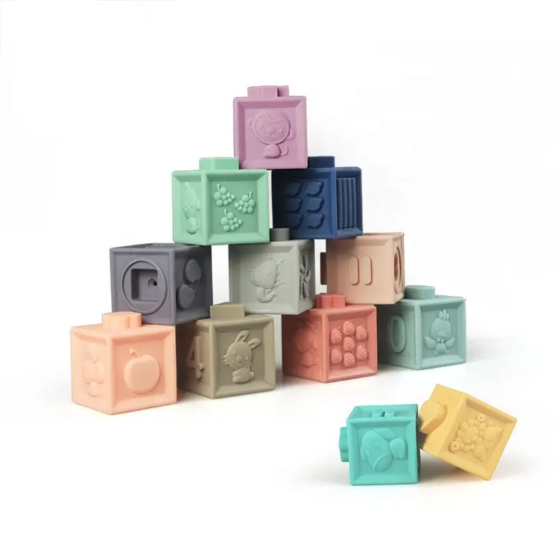 Lehuada — jouet de bain en caoutchouc pour bébés, ensemble de jouets empilables à presser, blocs de construction souples pour dentition, 2022