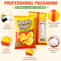 Sachet d'emballage personnalisé à scellage central pour chips de banane, chips de plantain, sachet en plastique Mylar pour pop-corn, sachet pour snacks croustillants et chips de pommes de terre