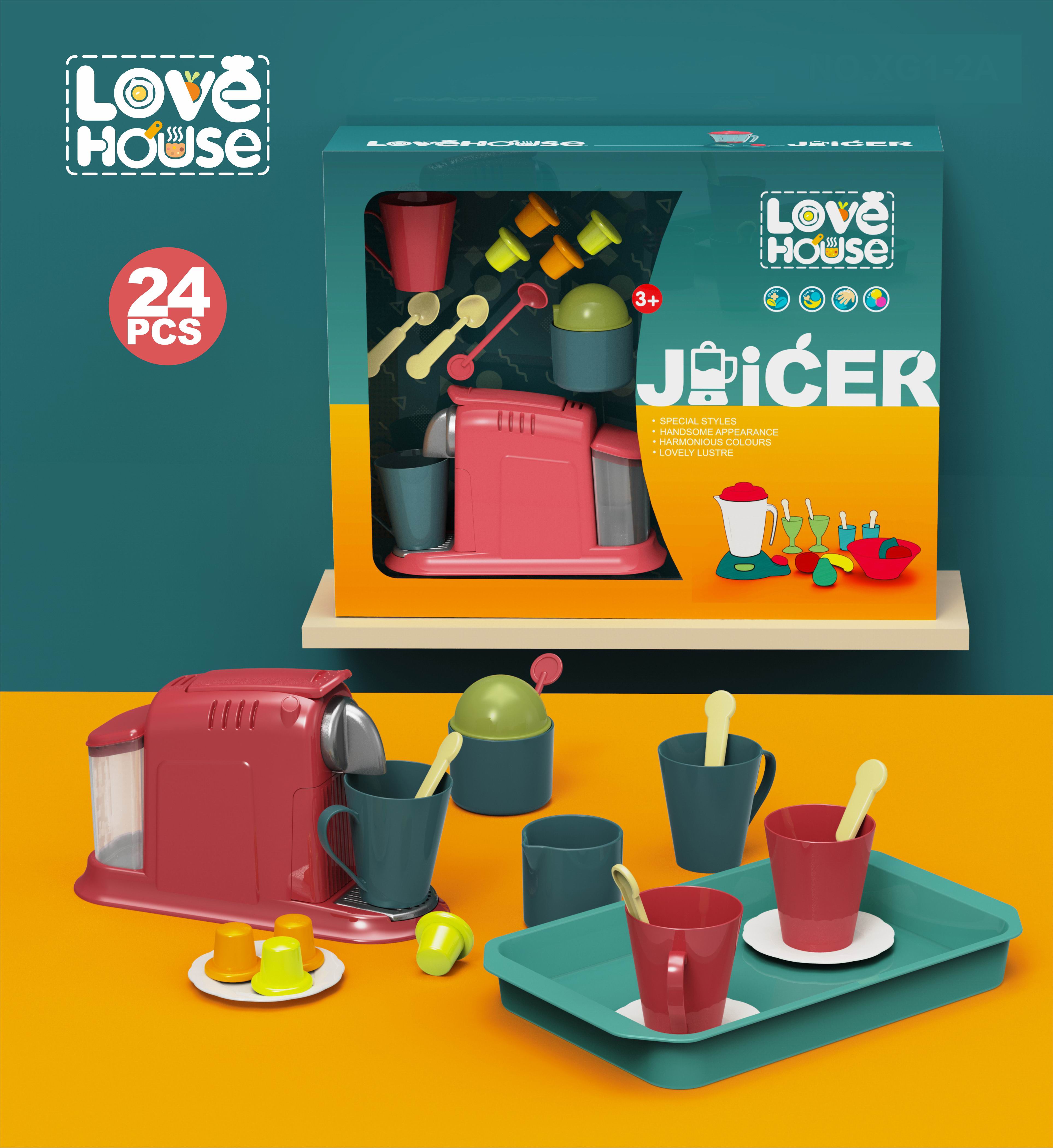 Children's Pretend Coffee Maker Toy Playhouse Kitchen Coffee Machine Set Play Kitchen toy for Kids