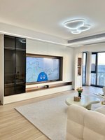 Mueble de TV Moderno de Lujo, Mueble de TV de Madera con Chimenea, Mueble de Salón con Losa de Roca Personalizada para Apartamento