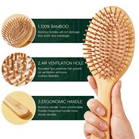 Ensemble de brosses à cheveux en bambou 4 pièces Kit de peigne démêlant avec fonction de palette pour femmes hommes enfants de tous types de cheveux Livré dans une boîte cadeau