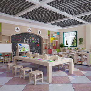 Drawing Area Kindergarten Furniture Daycare School Furniture Kindergarten Wooden <b>Tables</b> and Chairs Preschool Nursery - Product Image 1