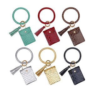 Cross-border hot-selling bracelet tassel card holder wristband PU leather card holder key coin <b>purse</b> tote bag - Product Image 1