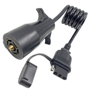 Trailer Connector 7 To 4 Pin Spring Wire <b>Adapter</b> Black <b>Plug</b> In DC Output ABS Material RV Trailer Socket <b>Adapter</b> - Product Image 1