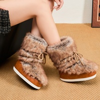 Bottes d'hiver mi-montantes douillettes pour femmes 2026 – Style européen et américain, dessus en daim, chaudes et épaisses, en peluche, décontractées, pour la neige