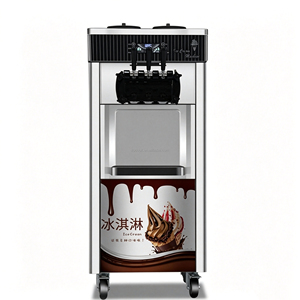 Machine commerciale verticale à glace molle et gelato italien en acier inoxydable, grande capacité, avec trois poignées - Product Image 2