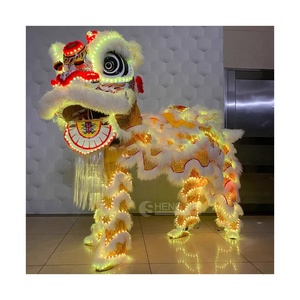 Disfraz de Danza del León, Mascota del Año Nuevo Chino Tradicional, <span class=keywords><strong>para</strong></span> <span class=keywords><strong>Dos</strong></span> <span class=keywords><strong>Personas</strong></span>, con Luces LED, <span class=keywords><strong>para</strong></span> Escenario y Fiestas, Hecho a Mano en Seda/Algodón - Product Image 1