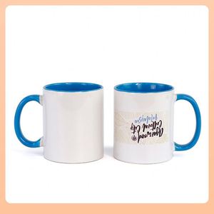 Mug en céramique de 11 oz (330 ml) avec poignée en forme de cœur, uni, bicolore, avec revêtement de sublimation pour les amateurs de café - Product Image 3